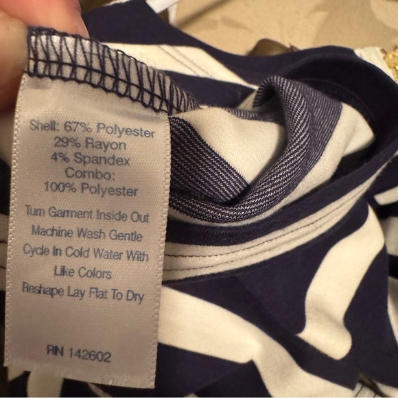 Sail to Sable Navy Striped Ruffle Sleeve Blouse size M - Picture 5 of 5